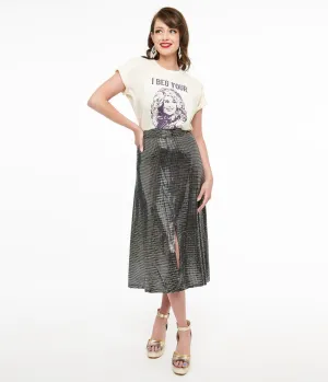 1970s Silver Boogie Night Midi Skirt