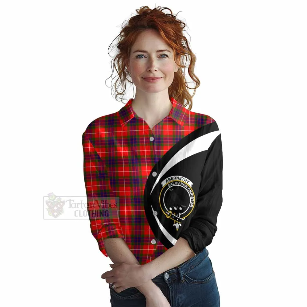 Abernethy Tartan Women's Casual Shirt with Family Crest Circle Style