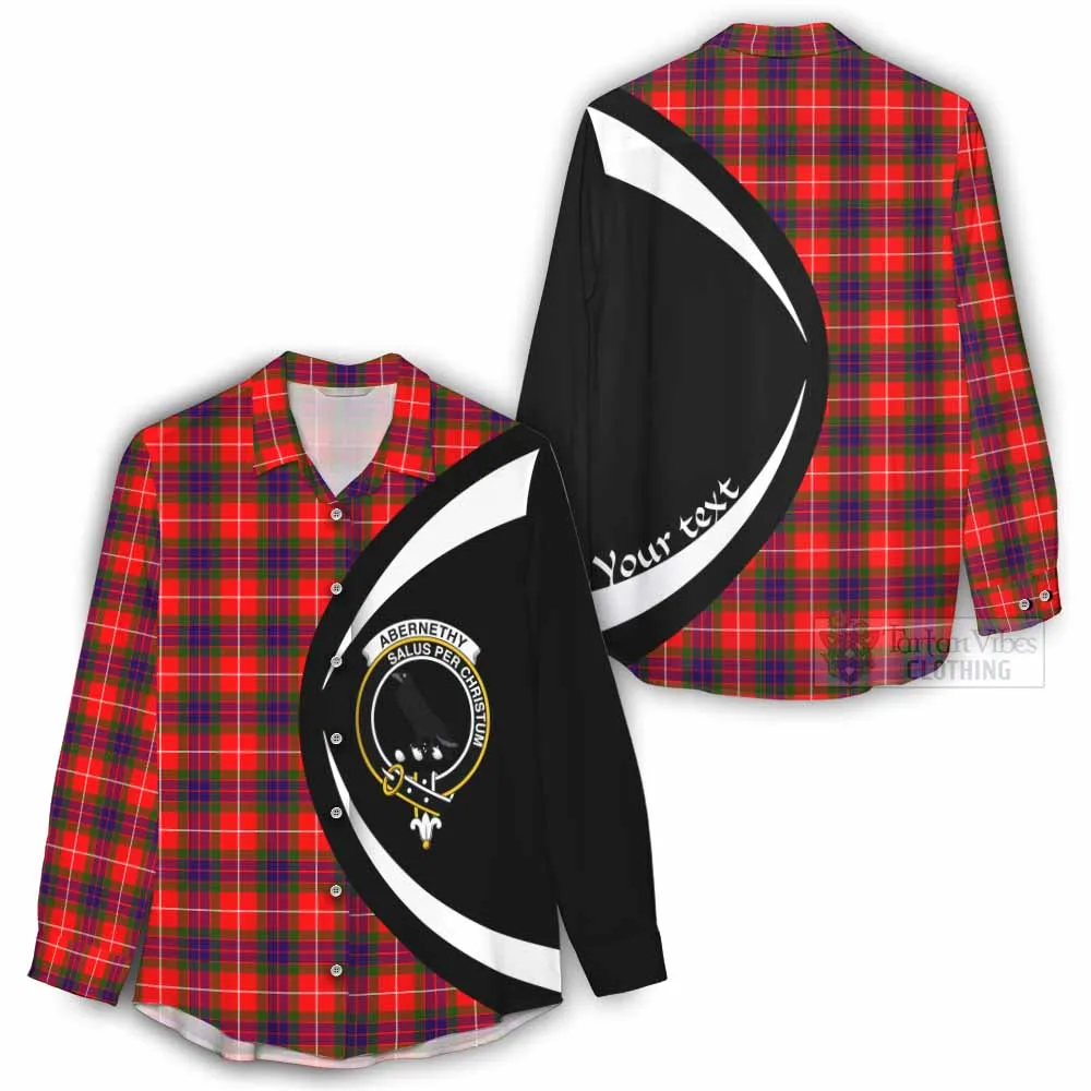 Abernethy Tartan Women's Casual Shirt with Family Crest Circle Style