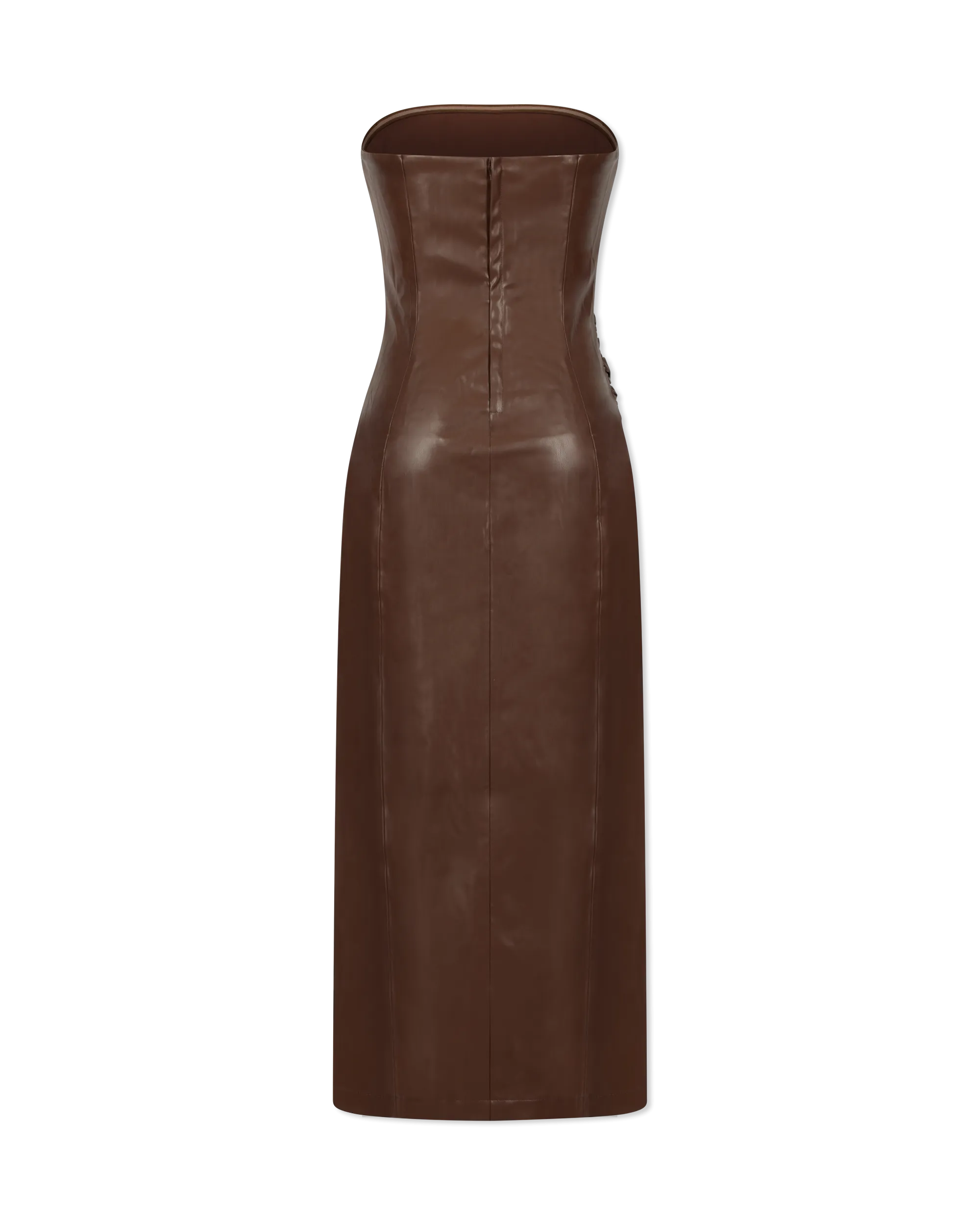 Andres Vegan Leather Strapless Dress