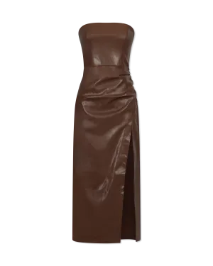 Andres Vegan Leather Strapless Dress