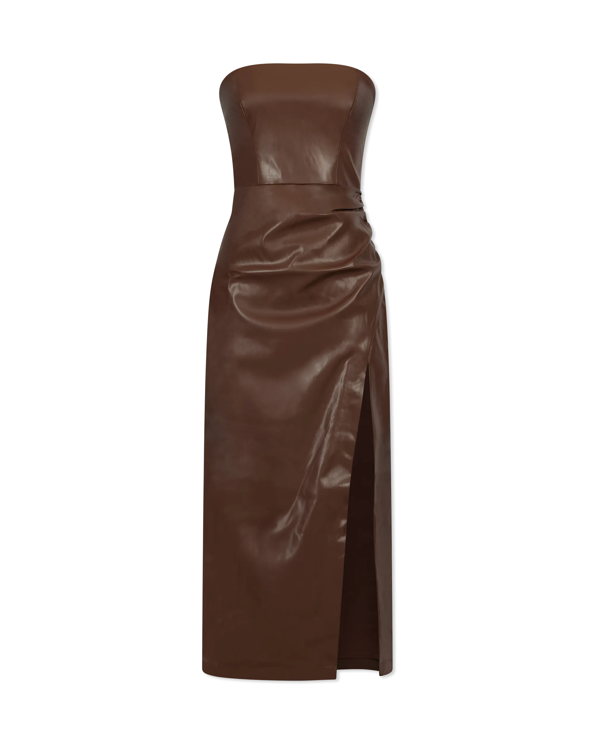 Andres Vegan Leather Strapless Dress