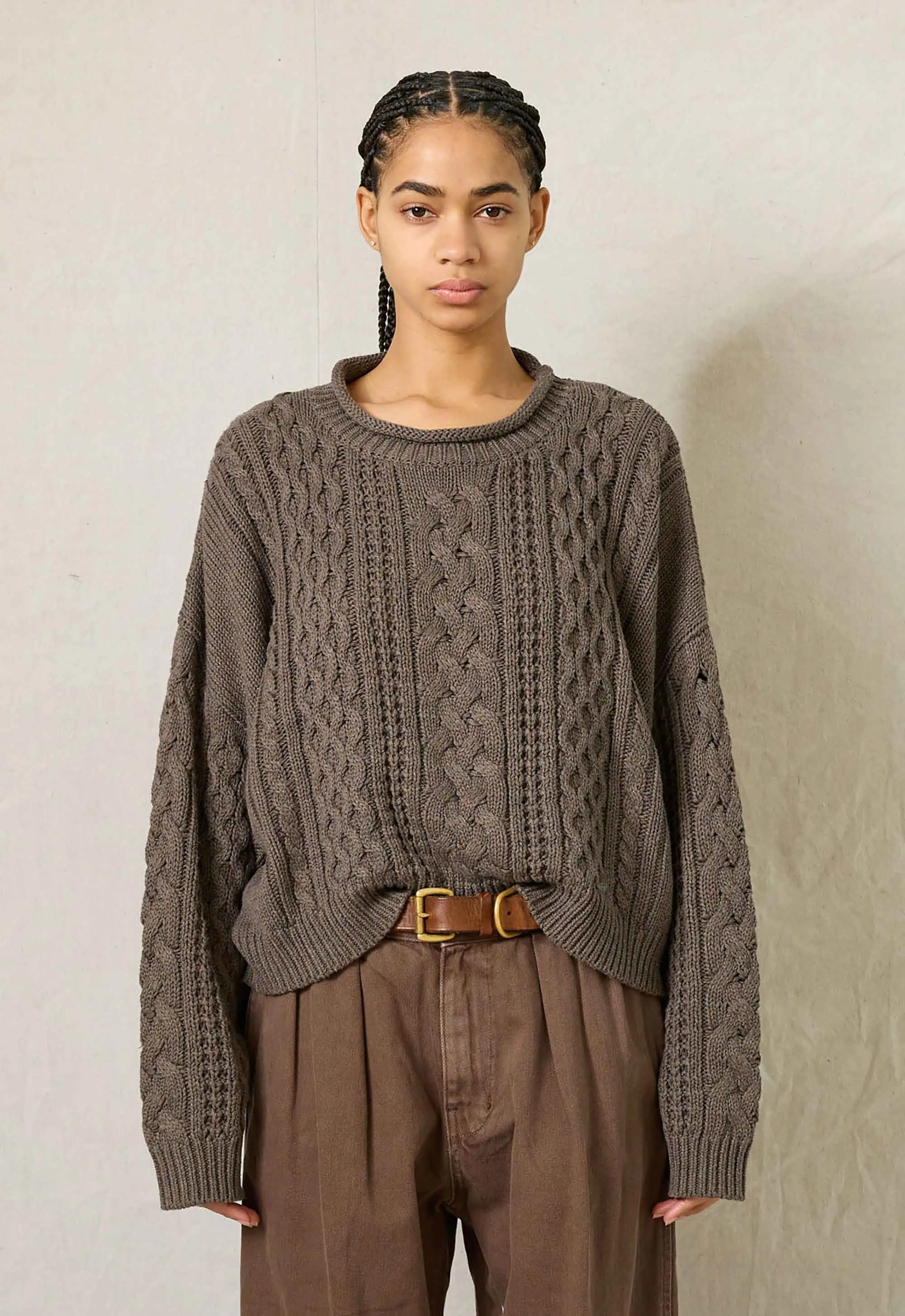 aran roll neck sweater