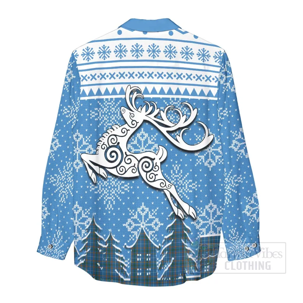 Bain Clan Christmas Women's Casual Shirt Celtic Reindeer Style