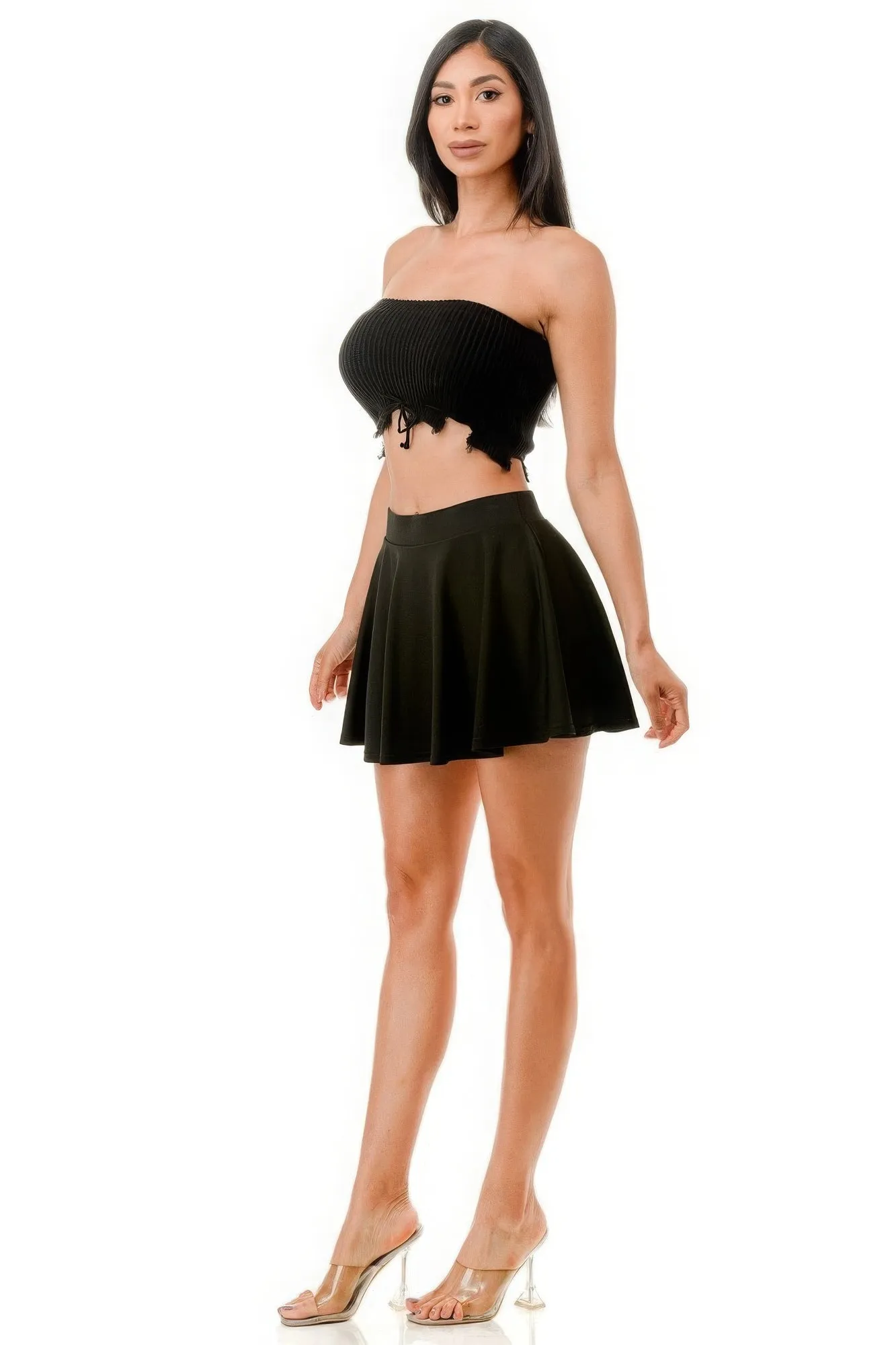 Black Pleated Mini Skirt