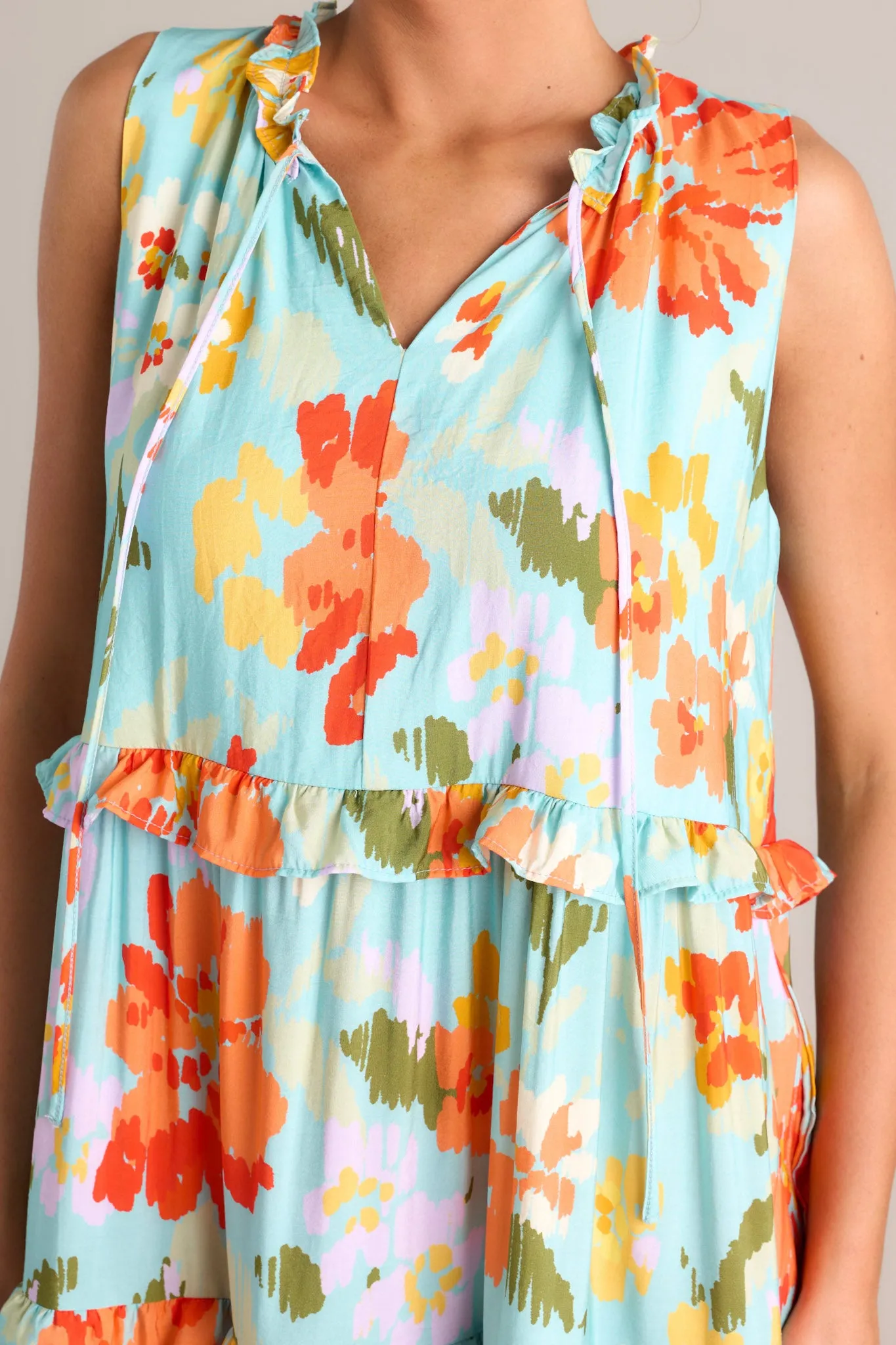 Blossom Breeze Sky Blue Multi Floral Maxi Dress