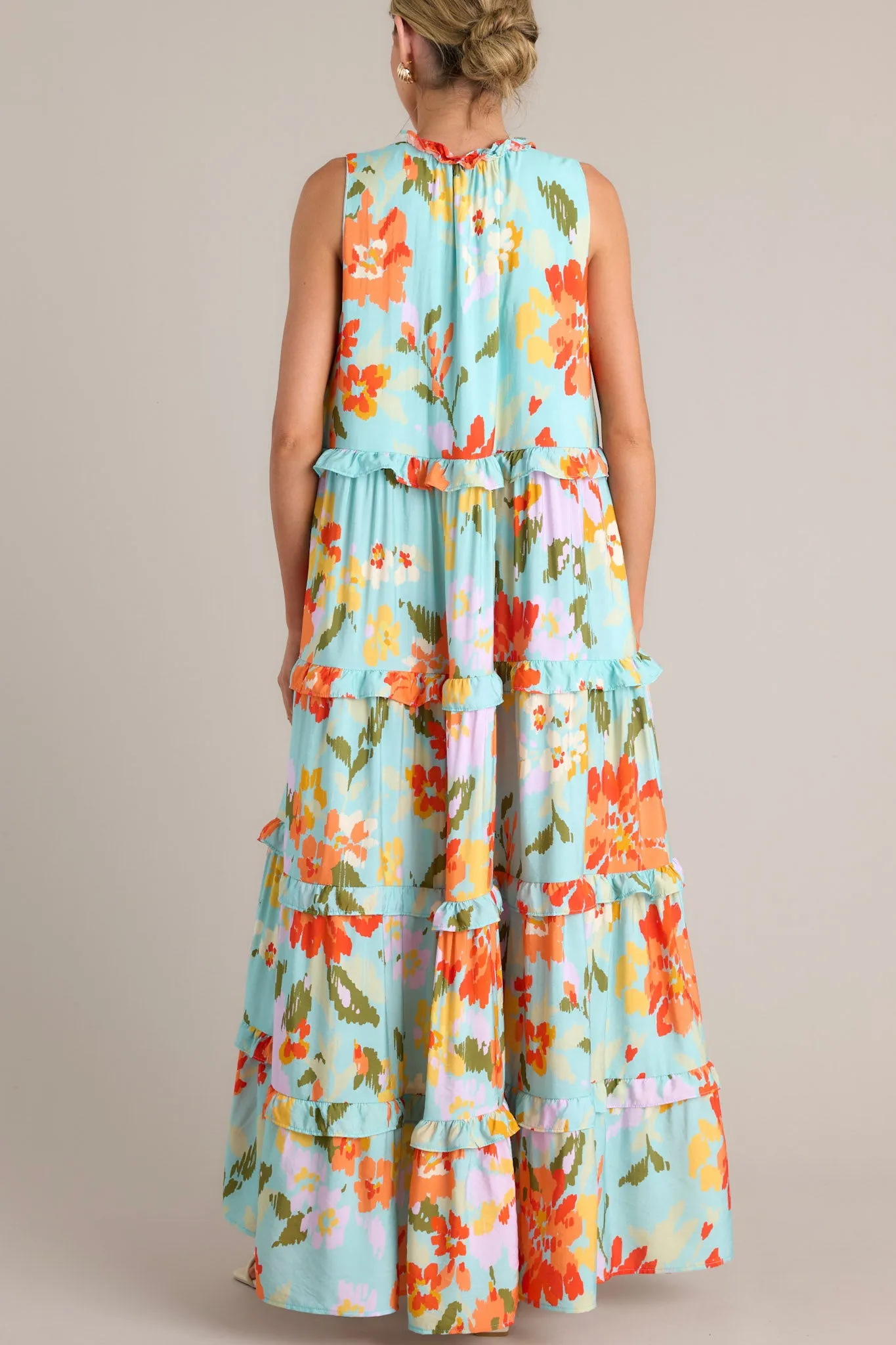 Blossom Breeze Sky Blue Multi Floral Maxi Dress