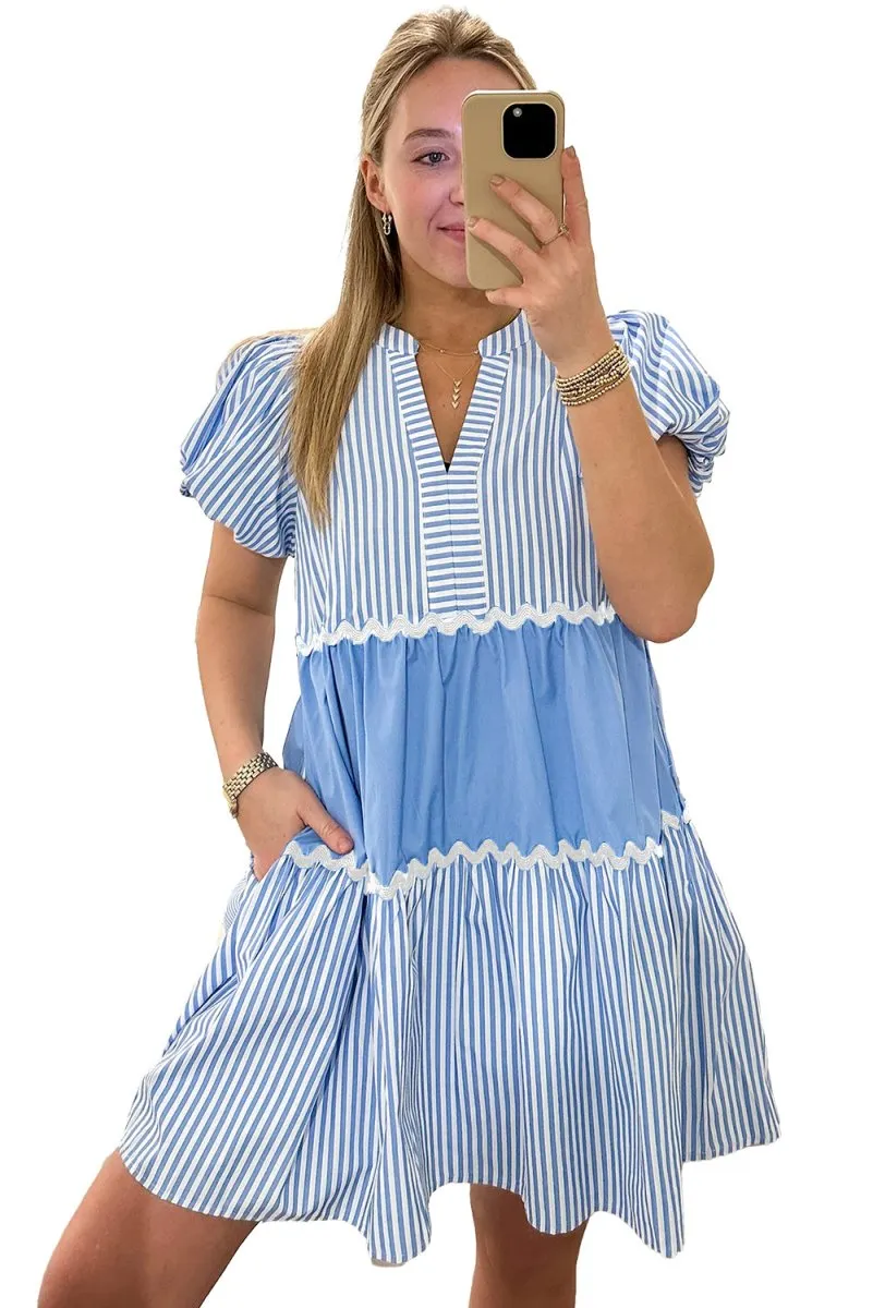 Blueberry Stripe Flowy Dress