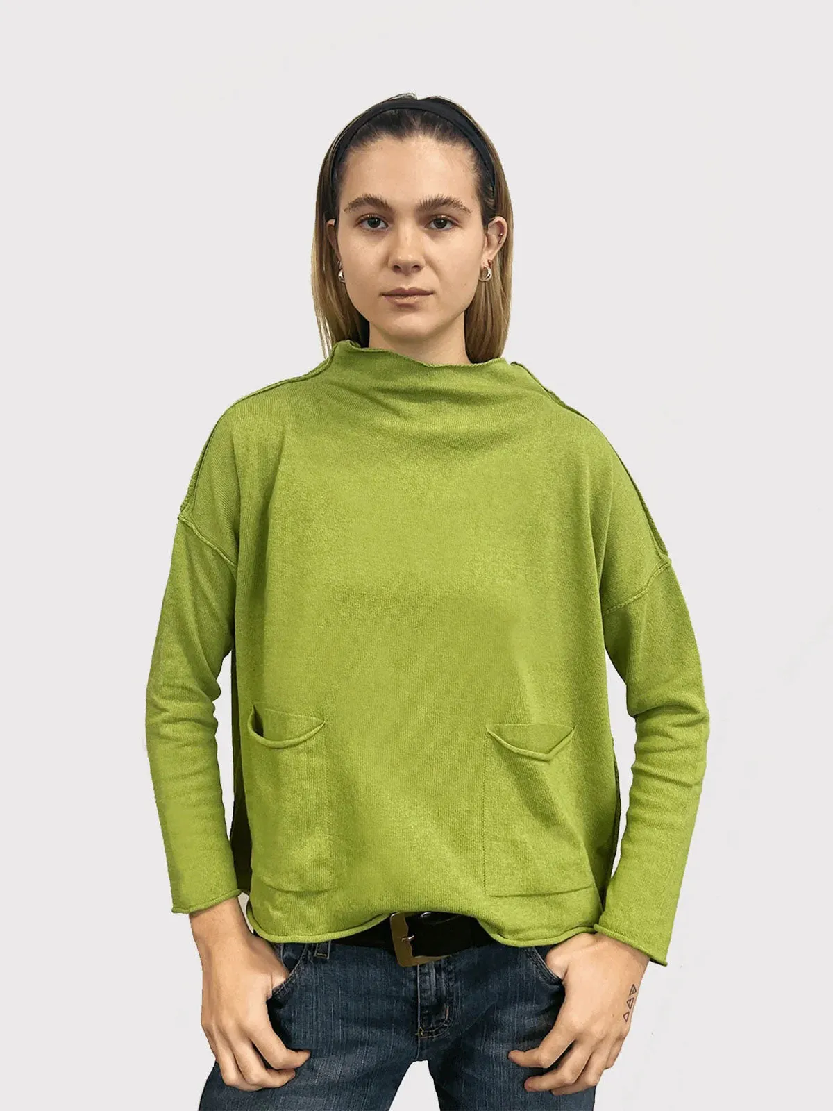 Boxy Pocket Sweater, Kiwi