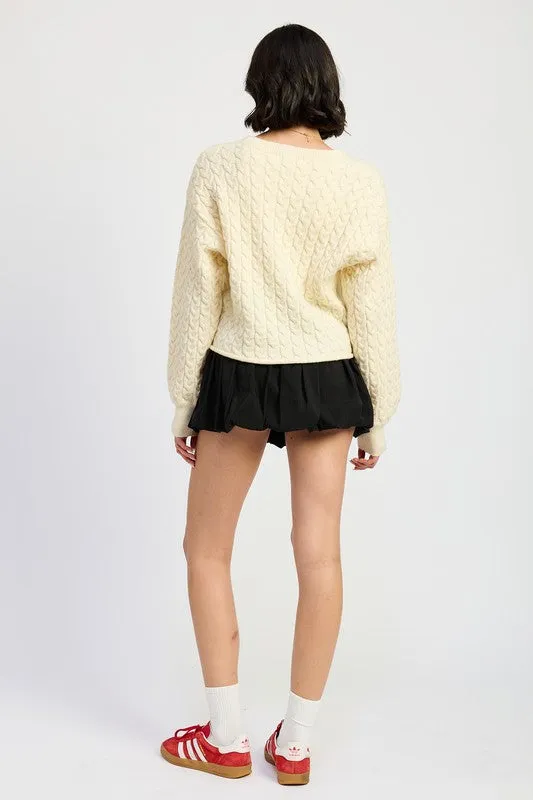 CABLE KNIT CROPPED SWEATER