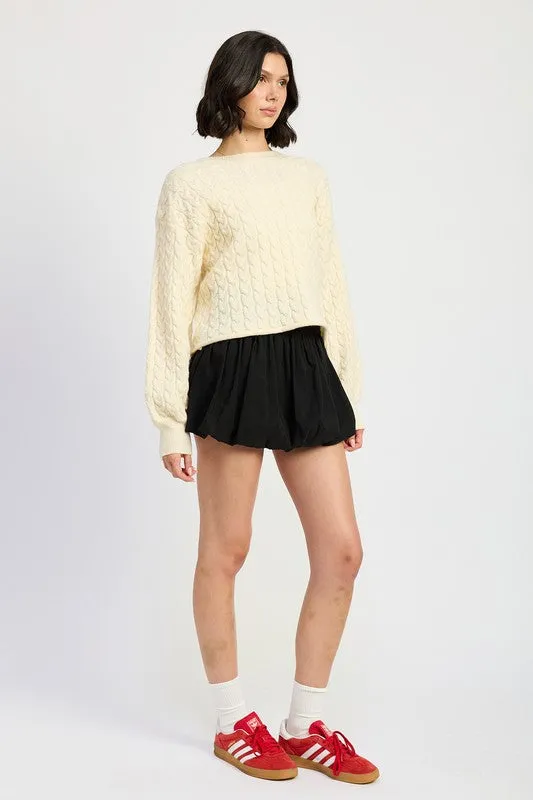 CABLE KNIT CROPPED SWEATER