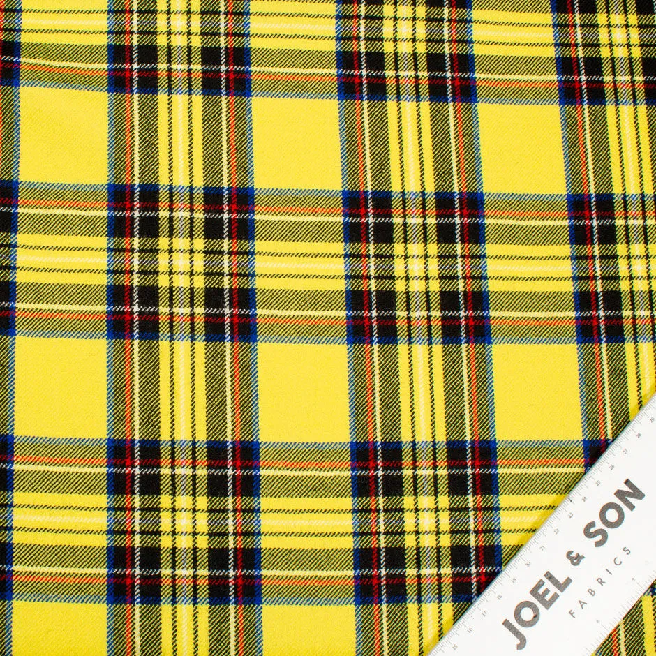 Canary Yellow, Blue & Red Pure Wool Tartan