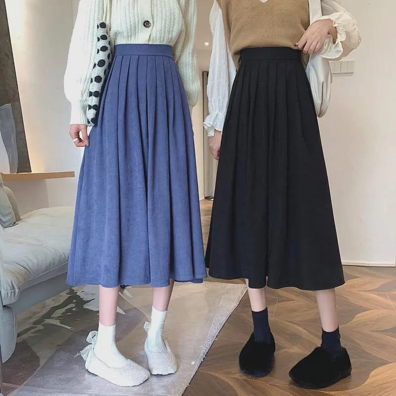 Casual Below Knee-Length Pleated Skirts