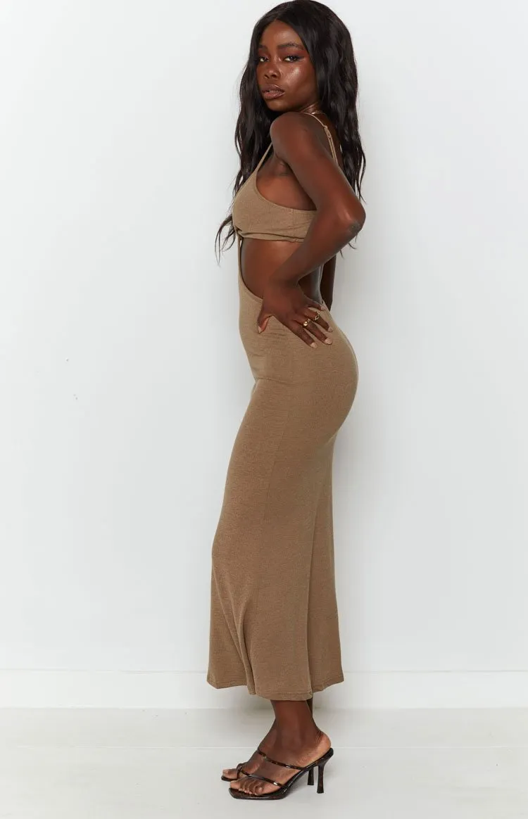 Catalina Cut Out Midi Dress Brown