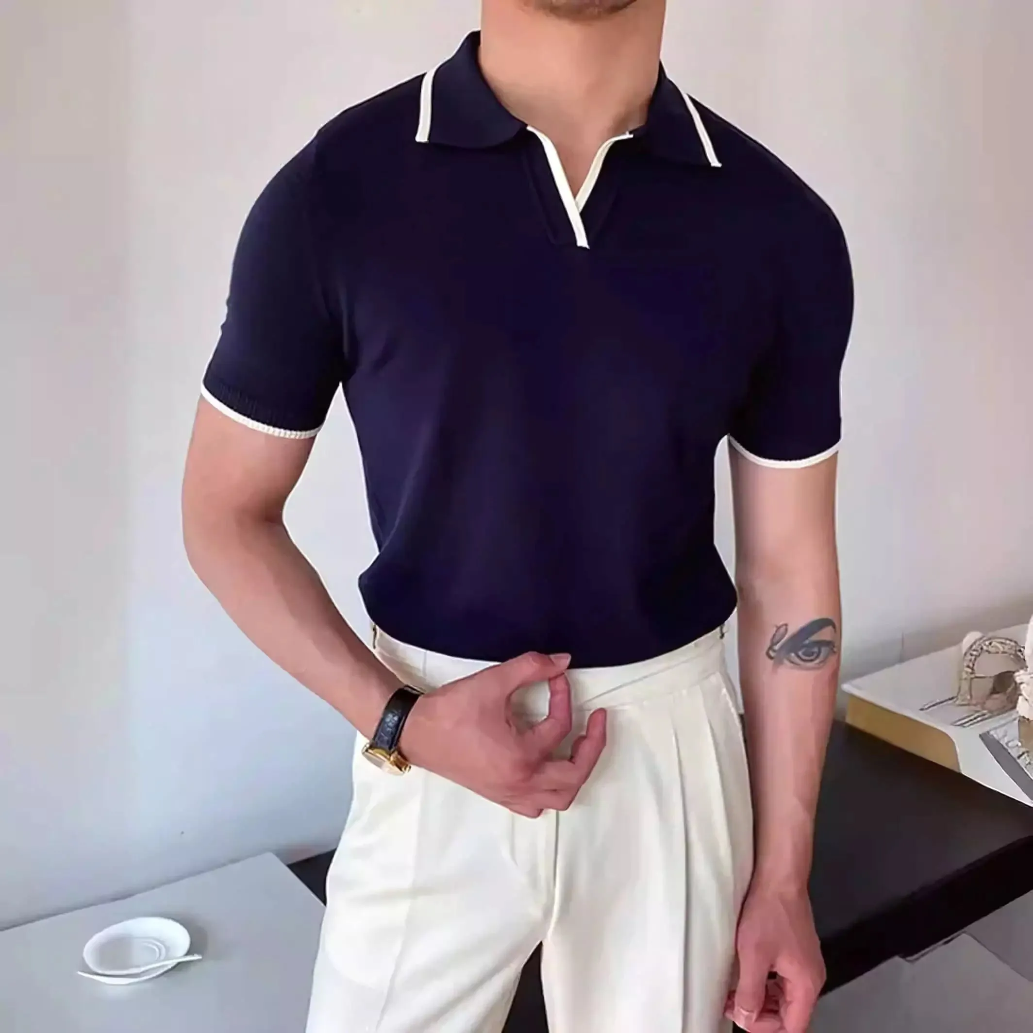 Collar Trim Polo Shirt