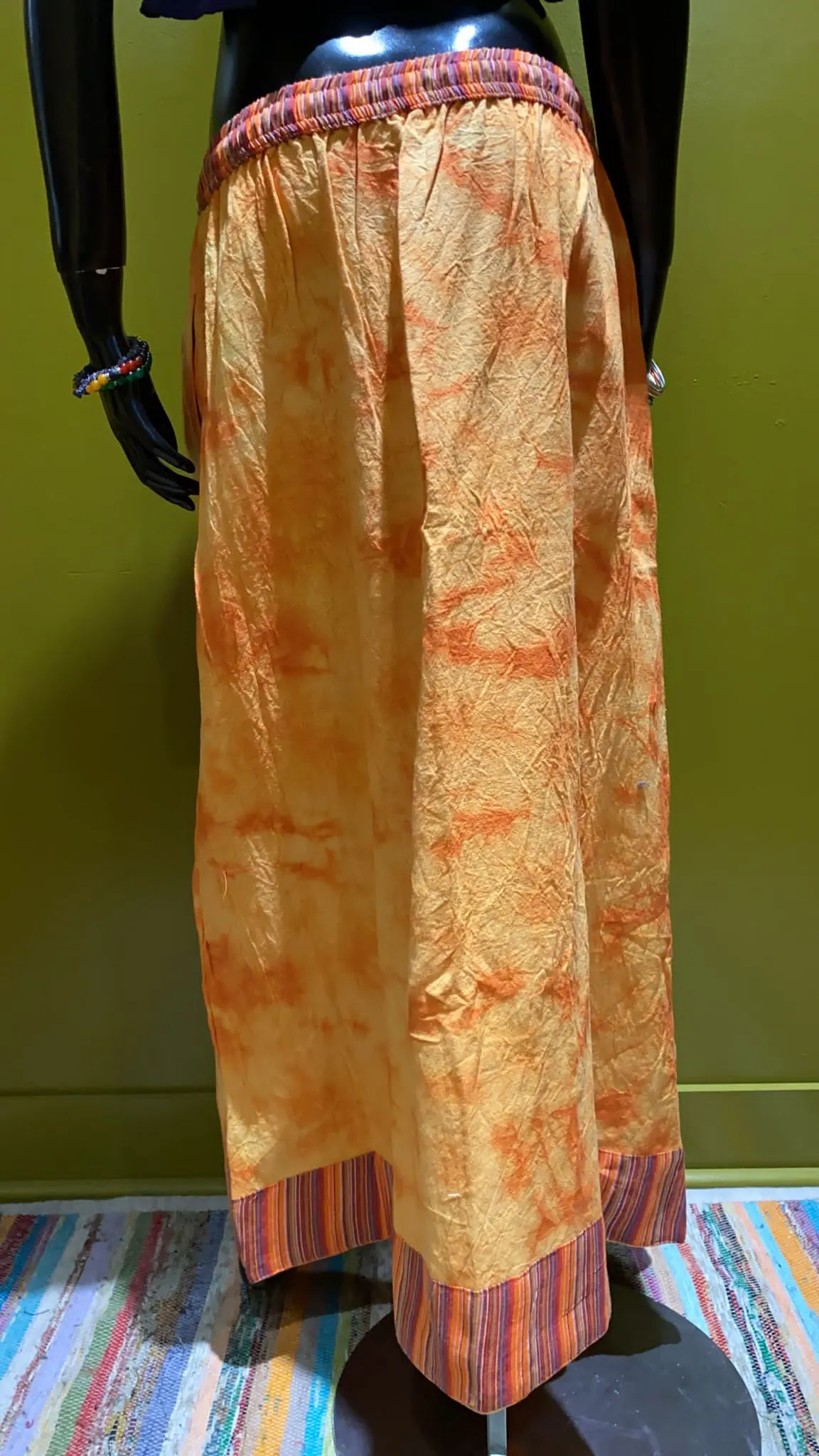 Cotton Drawstring Long Skirt - Tie Dye