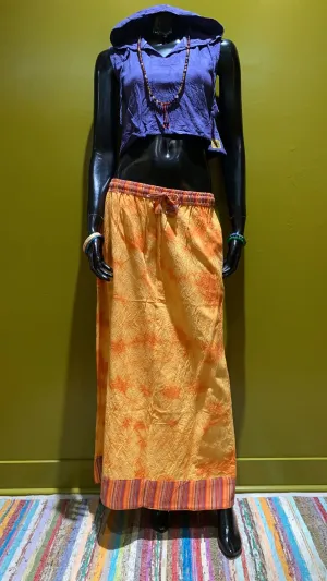 Cotton Drawstring Long Skirt - Tie Dye