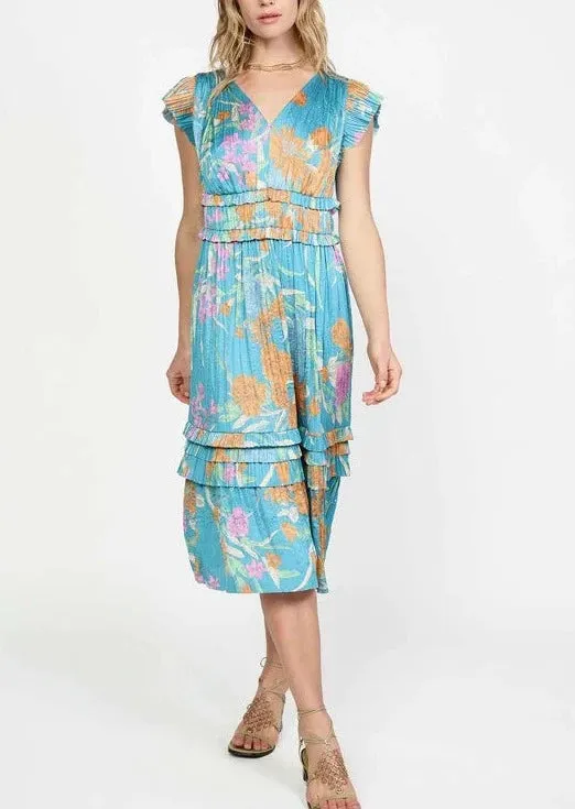 Current Air Sereia Botanical Motif Midi Dress ~FINAL SALE