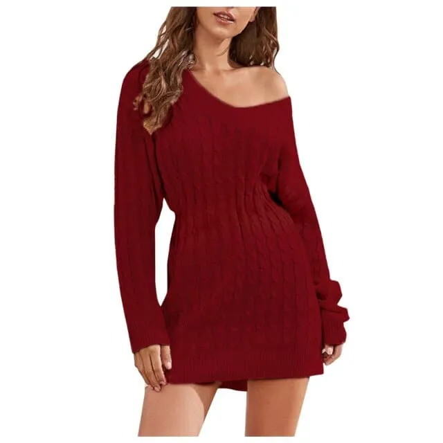 DressBetty - Casual Solid Color Pull Sweater Dresses