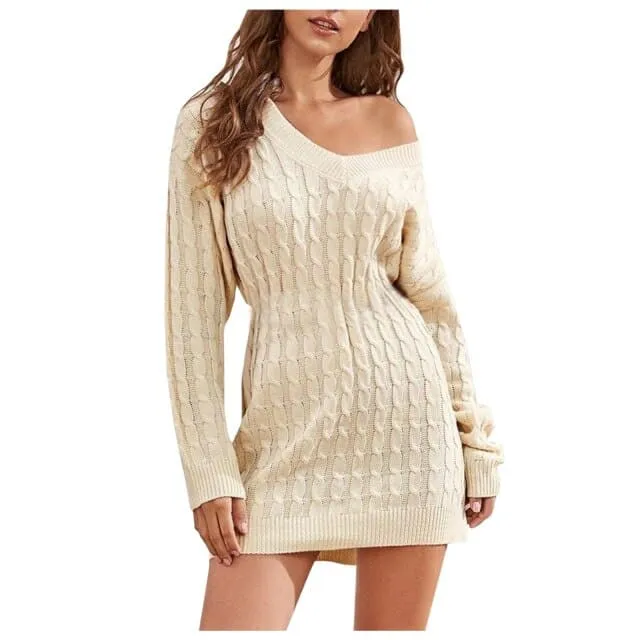 DressBetty - Casual Solid Color Pull Sweater Dresses