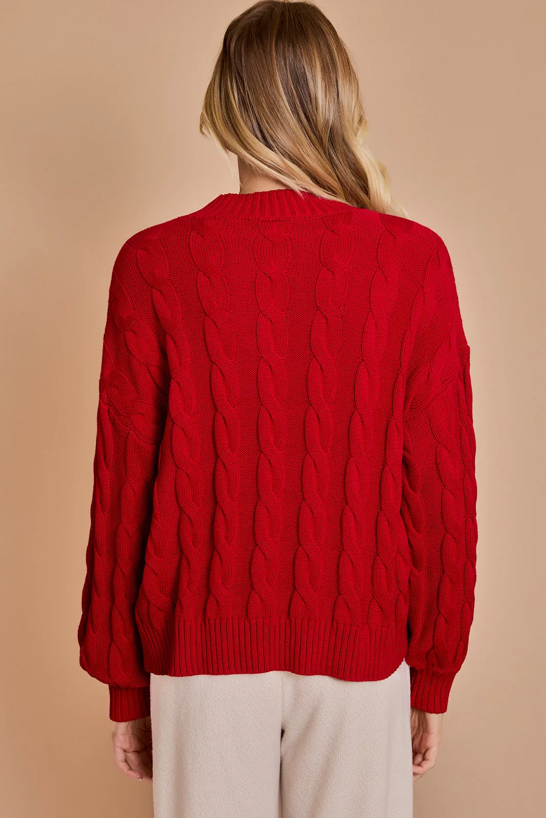 Falala Cable Sweater - Red