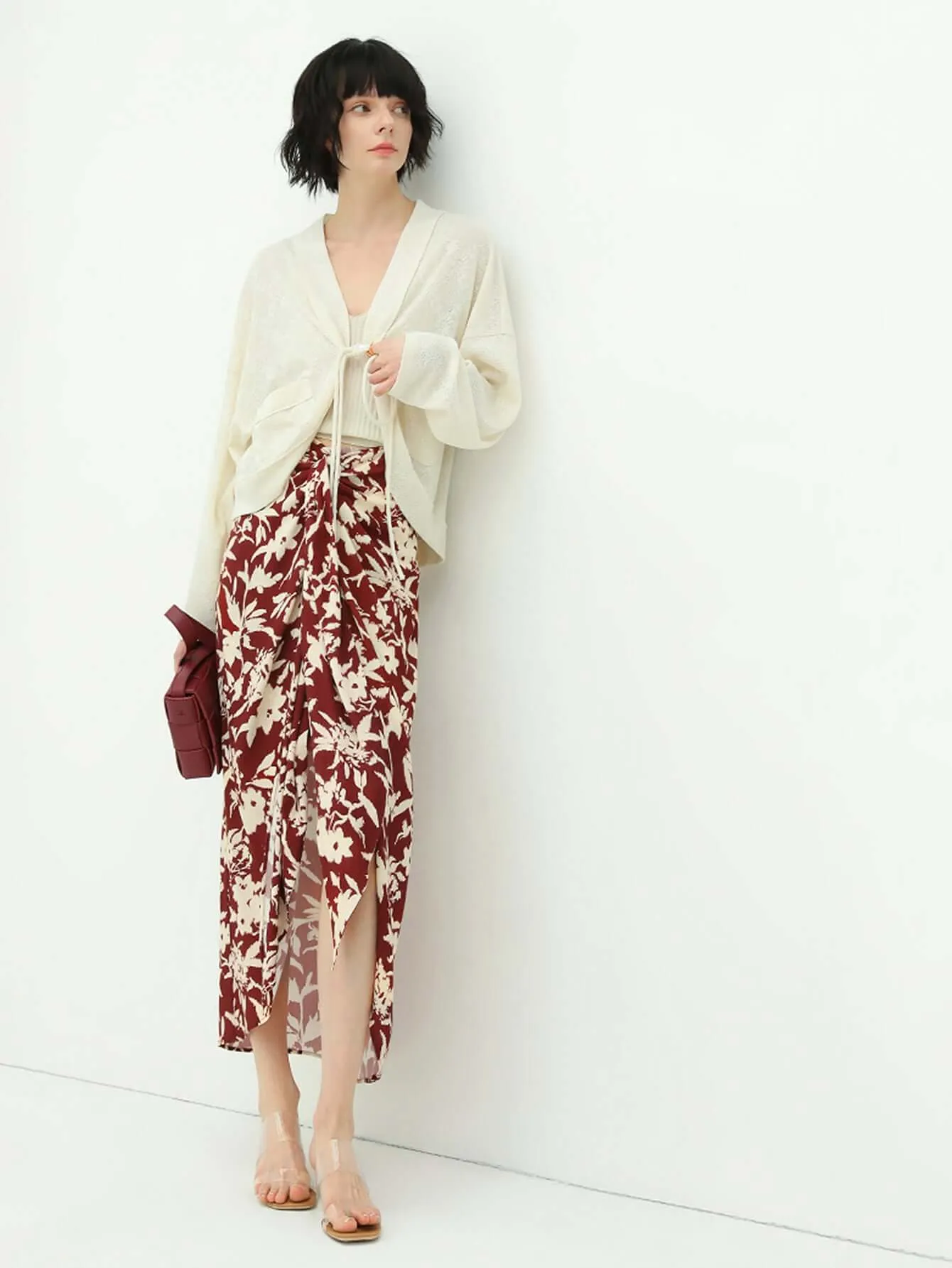 Floral Print High-Waist Asymmetrical Midi Skirt