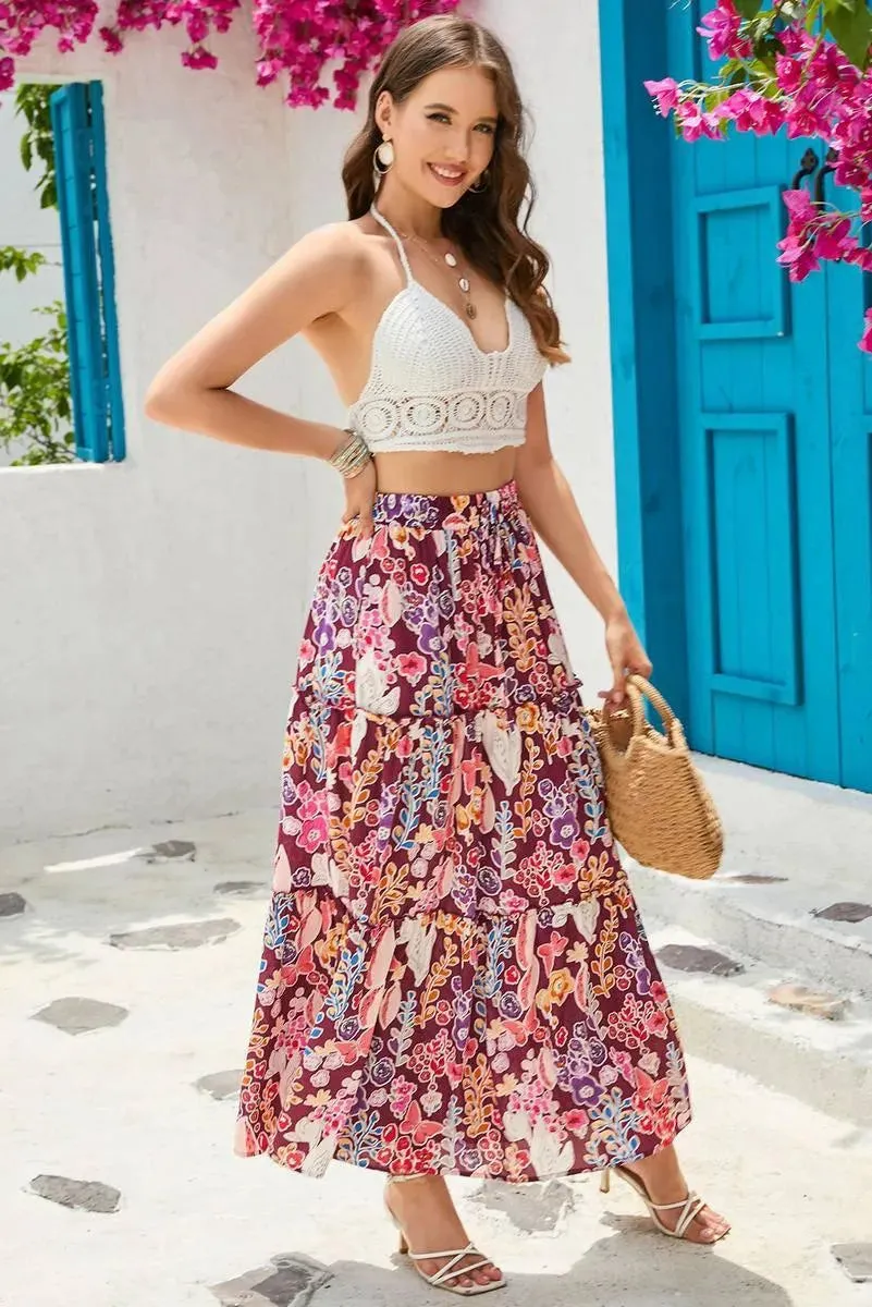 Floral Print High Waist Maxi Skirt: Embrace the Boho Chic Vibe