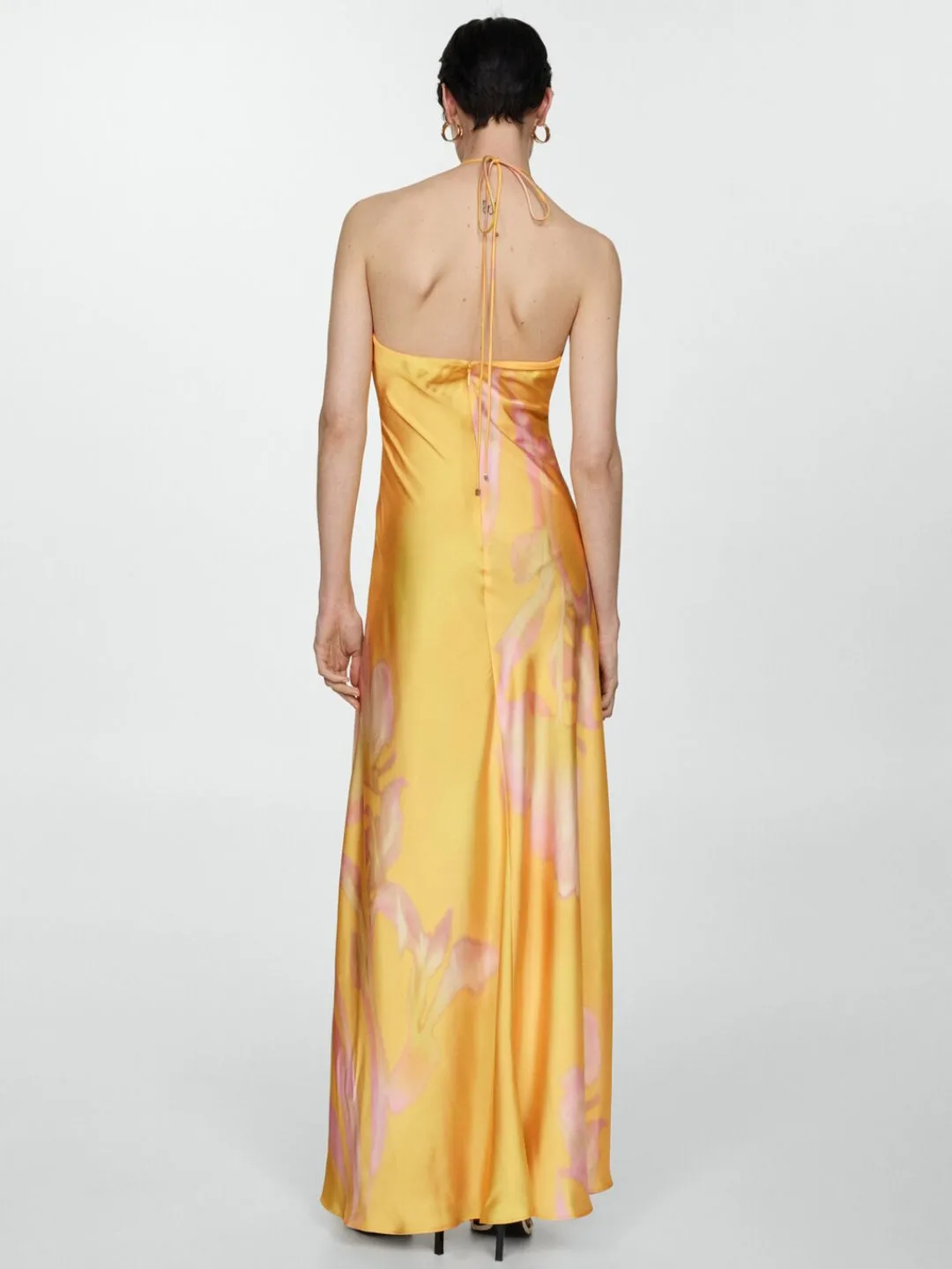 Flytonn- Halterneck Printed Satin Dress