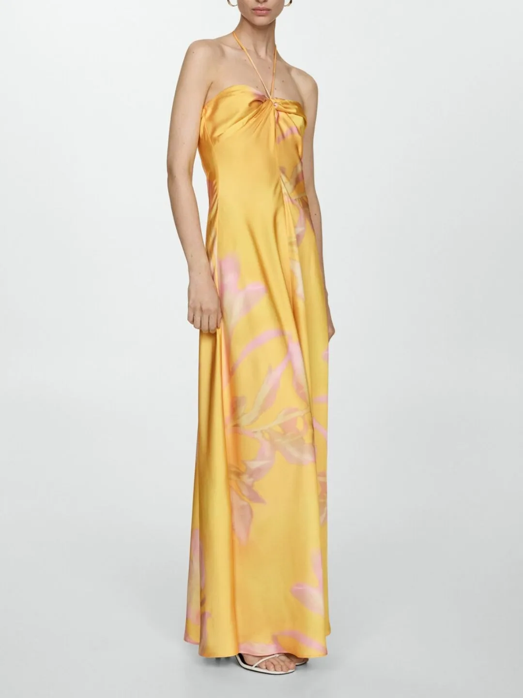 Flytonn- Halterneck Printed Satin Dress