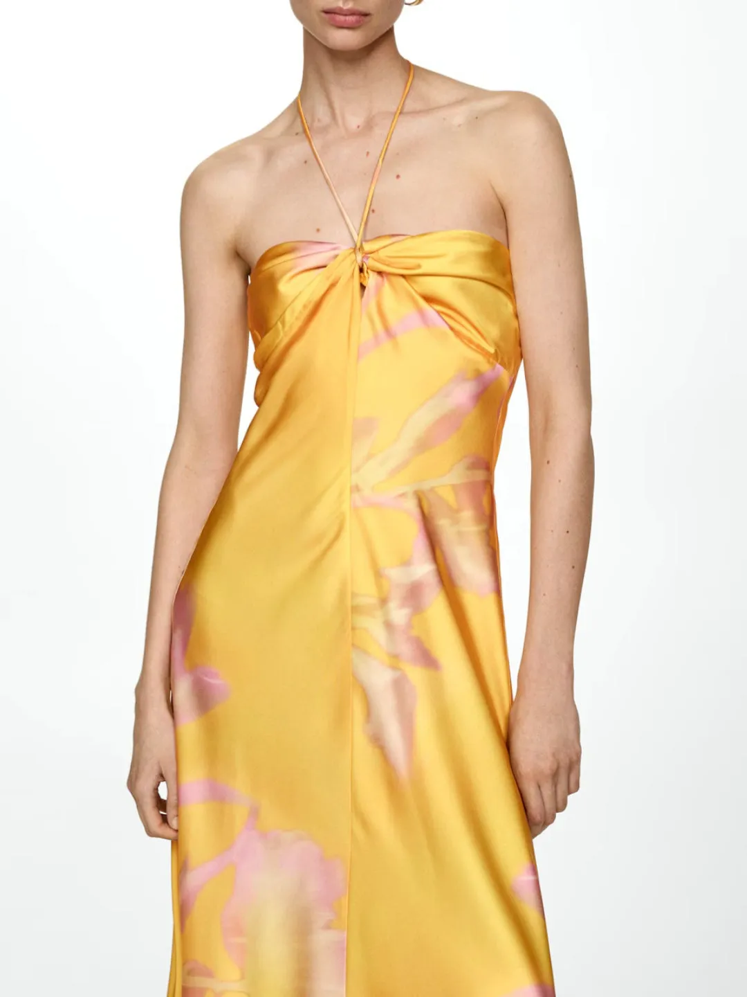 Flytonn- Halterneck Printed Satin Dress