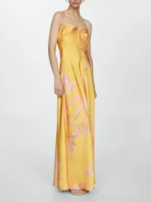 Flytonn- Halterneck Printed Satin Dress