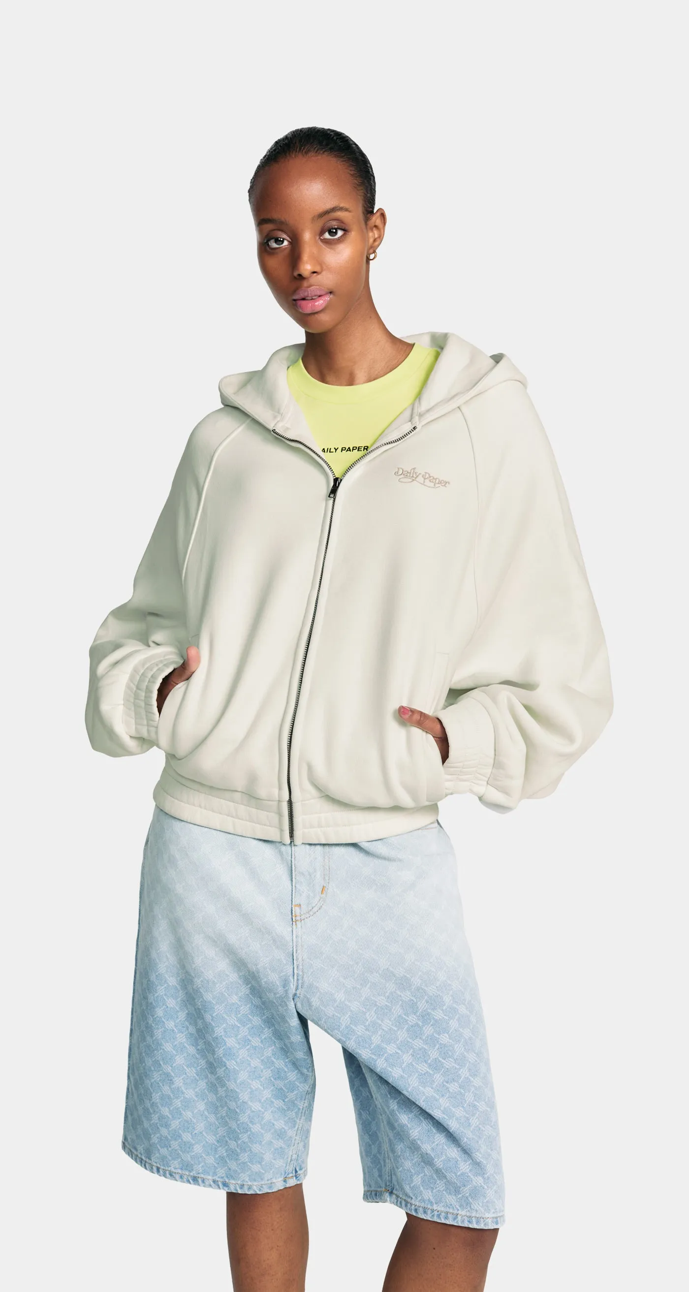 Frost White Njeri Oversized Zipper Hoodie