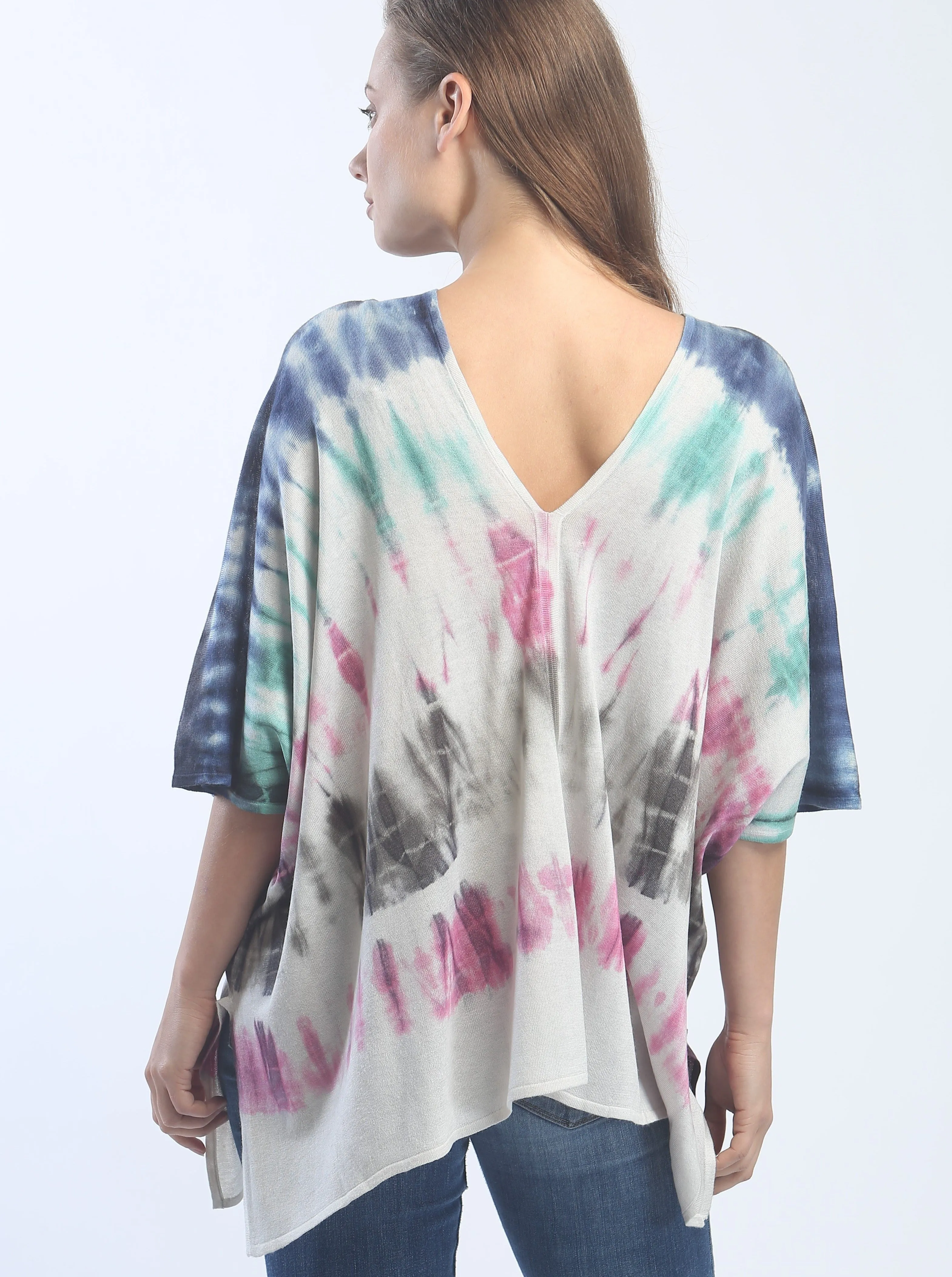 Hand Dyed Double V-Neck Poncho Tee