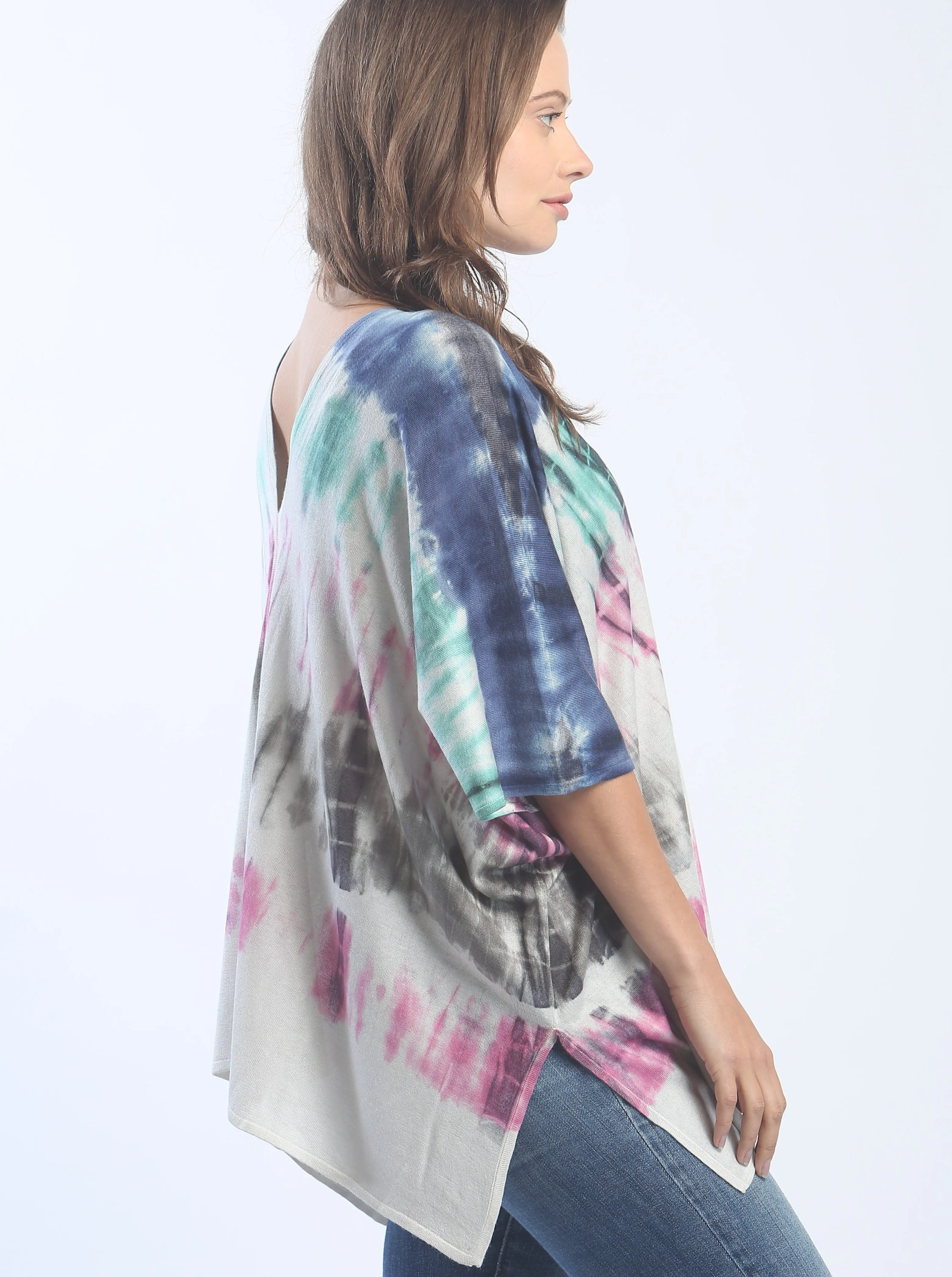 Hand Dyed Double V-Neck Poncho Tee