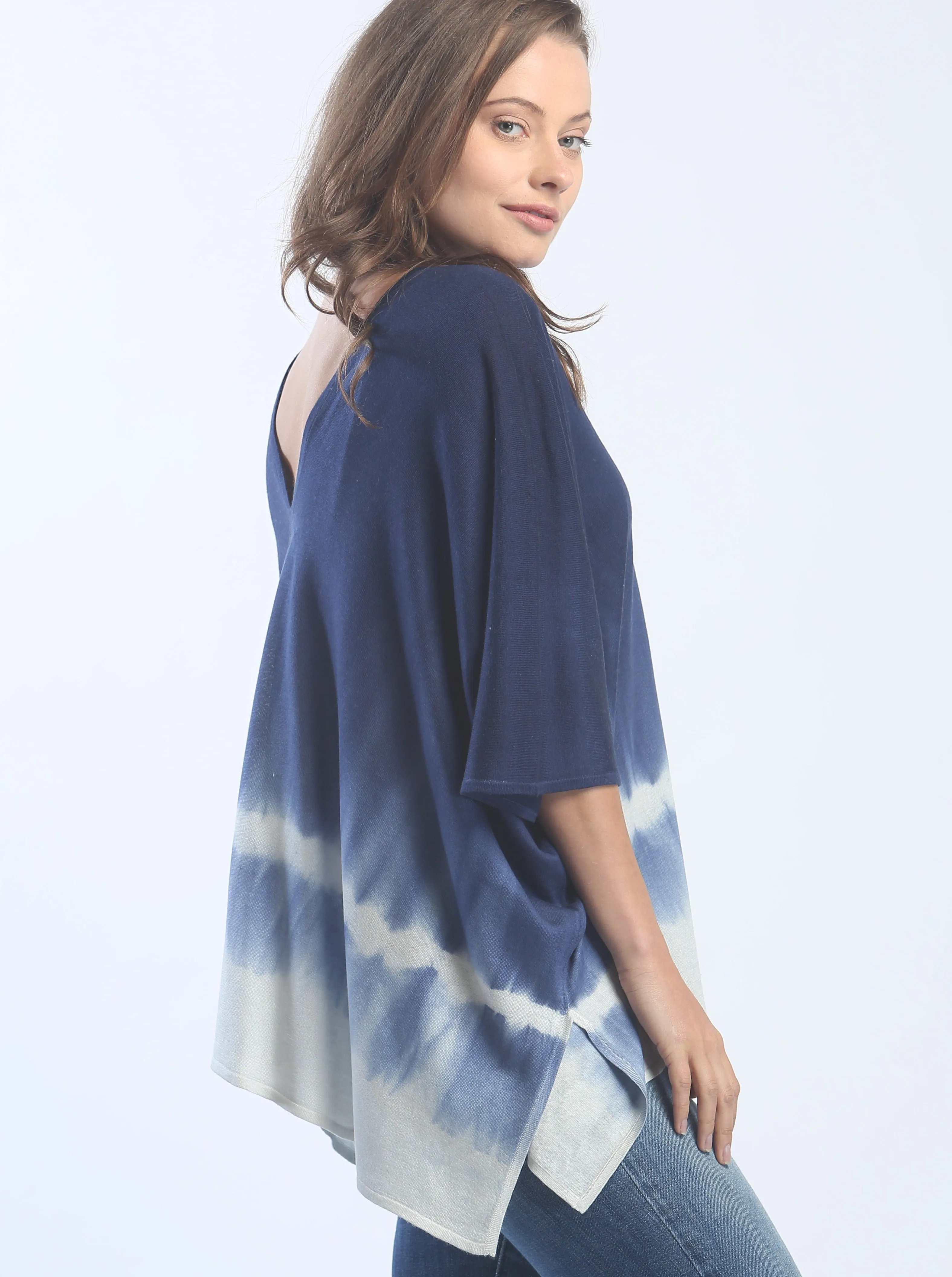 Hand Dyed Double V-Neck Poncho Tee