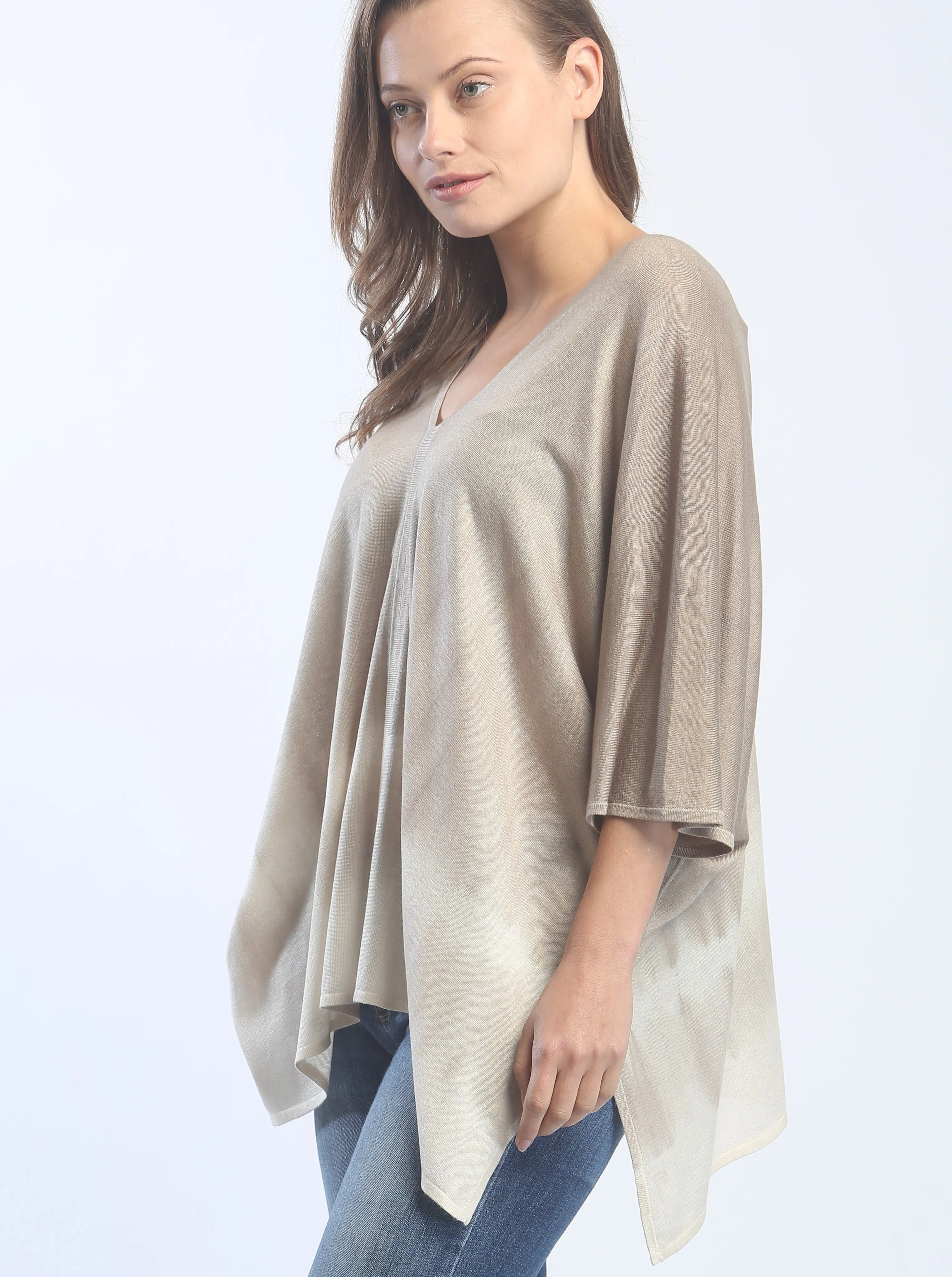 Hand Dyed Double V-Neck Poncho Tee