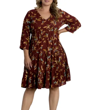 Issy Tiered Dress | WARM LEAF MOTIF