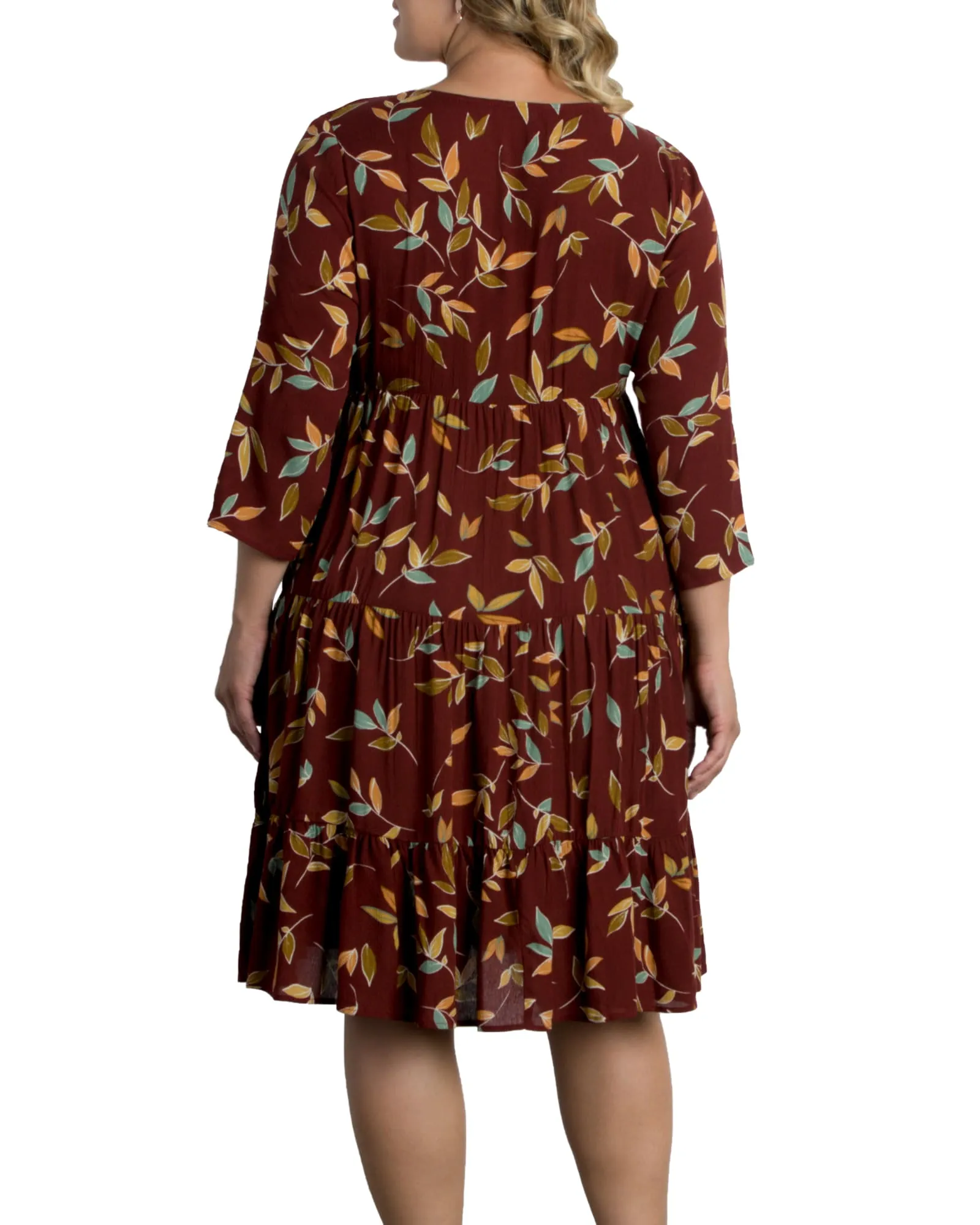 Issy Tiered Dress | WARM LEAF MOTIF