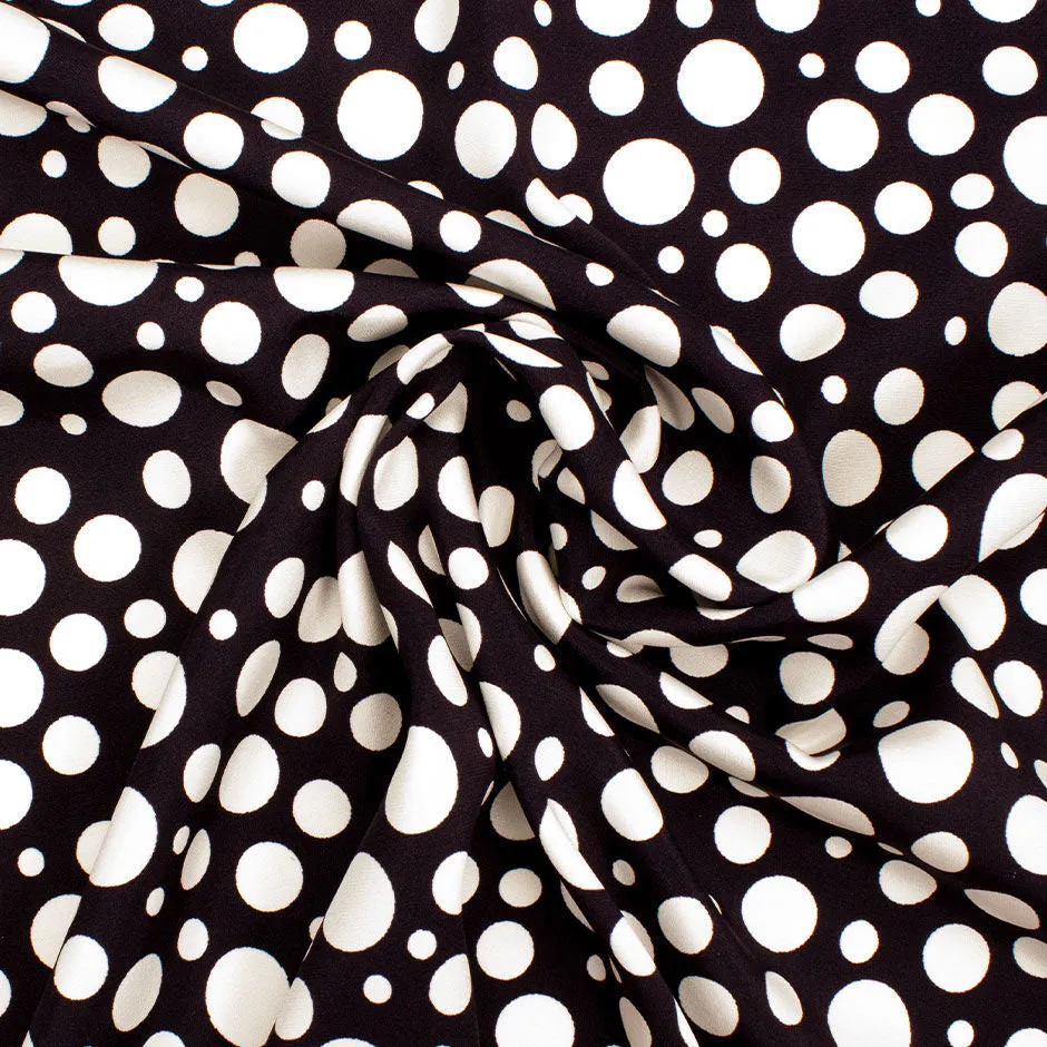 Ivory Irregular Spotted Black Stretch Silk Crêpe