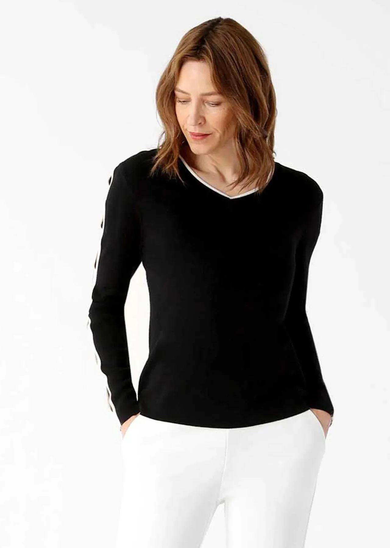 Jane Fabric V-Neck Sweater