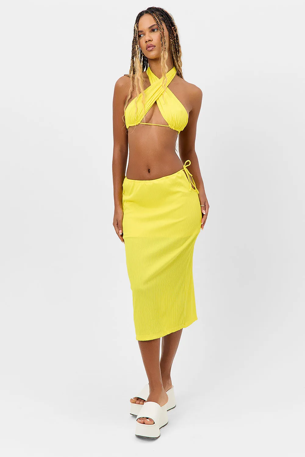 Jenny Plissé Midi Skirt - Pina Colada