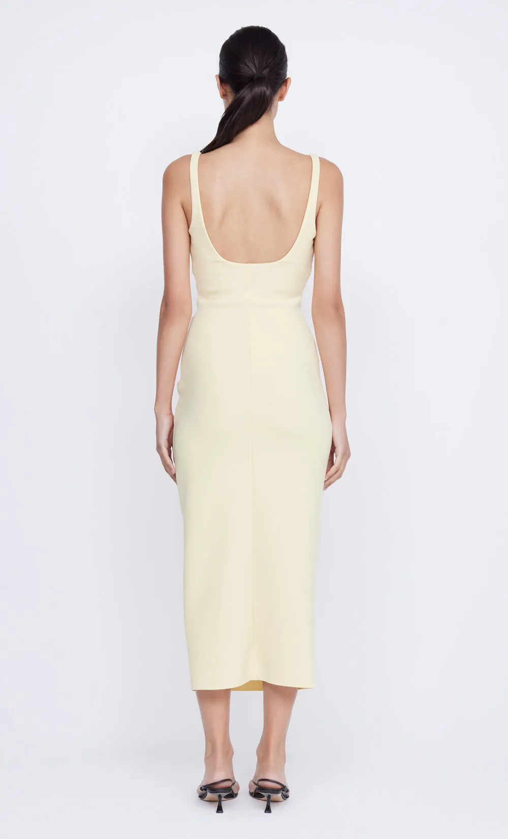 KARINA TUCK MIDI DRESS - BUTTER YELLOW