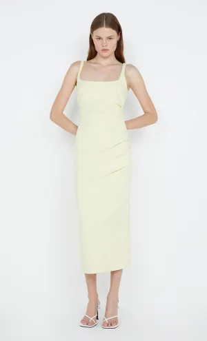 KARINA TUCK MIDI DRESS - LEMON