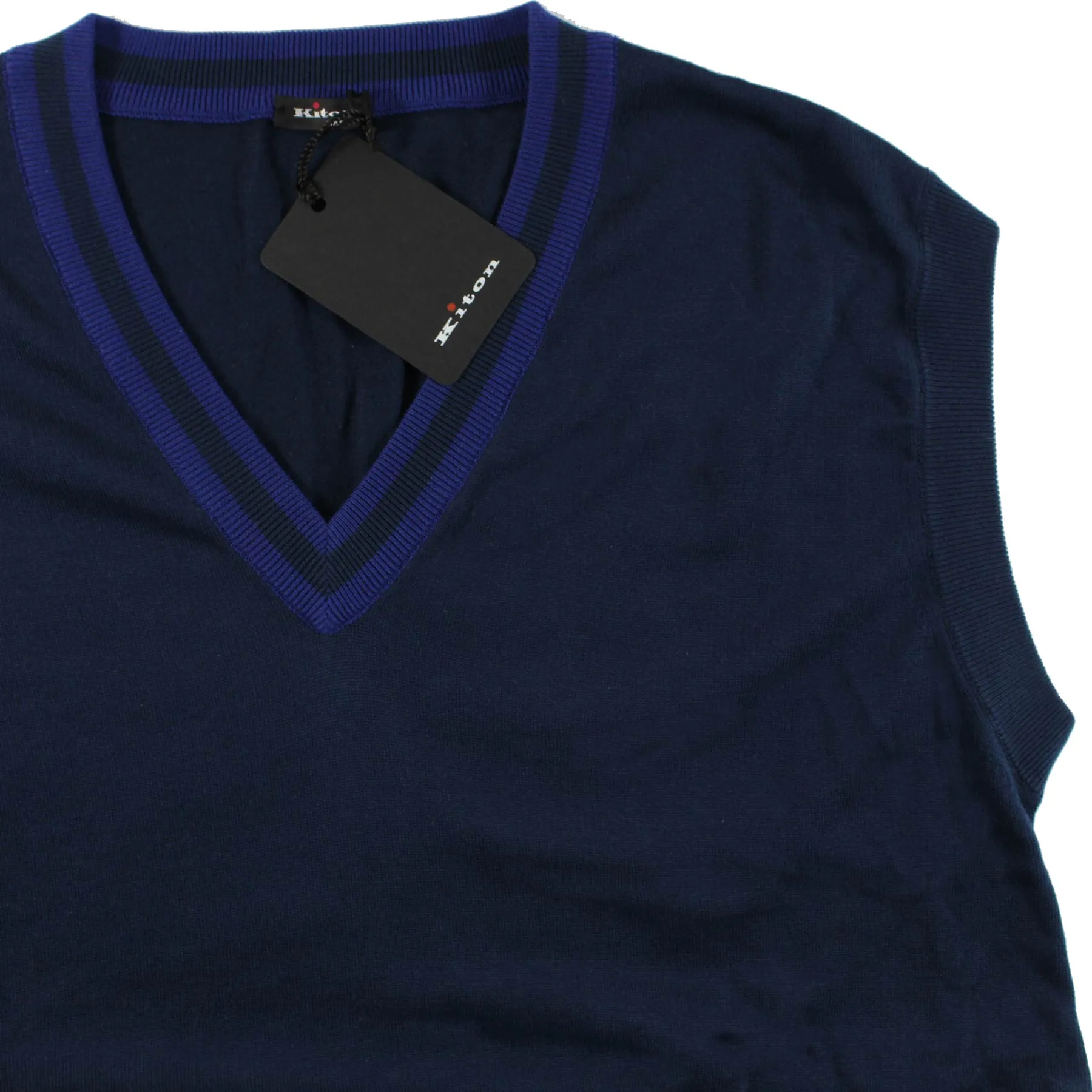 Kiton Silk Vest Dark Blue Purple V-Neck - Sleeveless Sweater EU 50 / M SALE