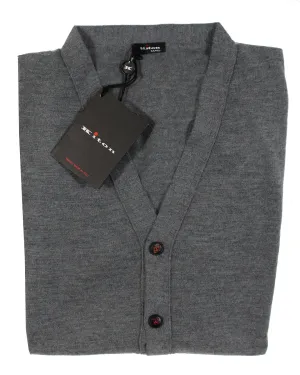 Kiton Sleeveless Cardigan Gray Cashmere Silk V-Neck Vest EU 54 / XL SALE