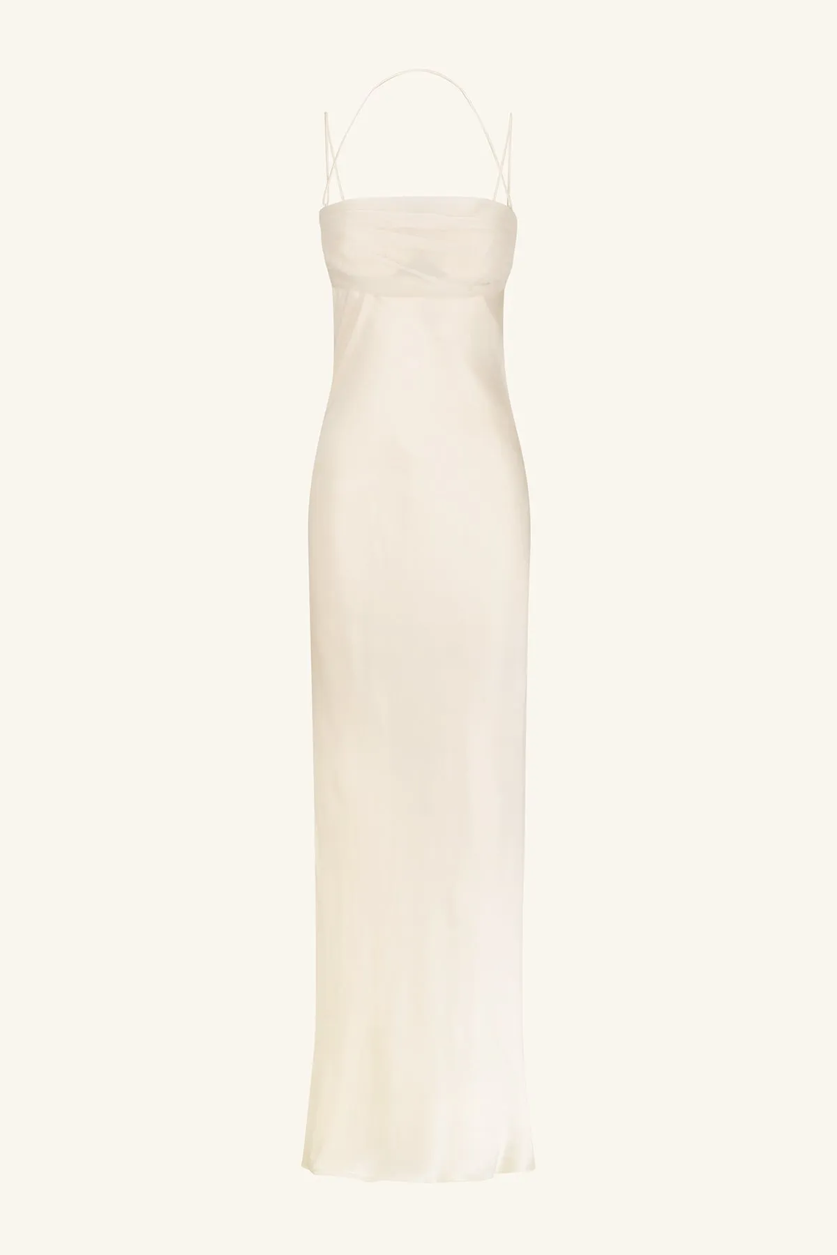 LA LUNE RUCHED TIE MAXI DRESS - CREAM