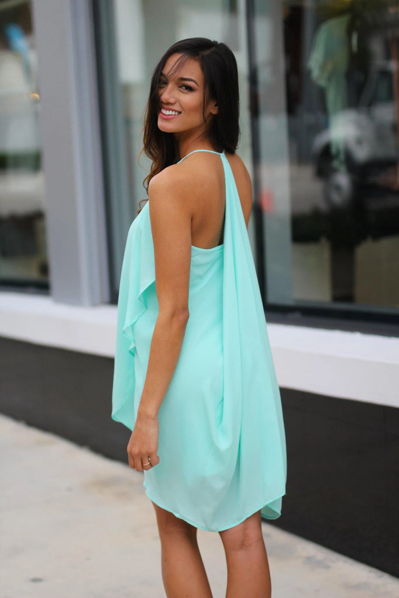 Layered Mint Short Dress