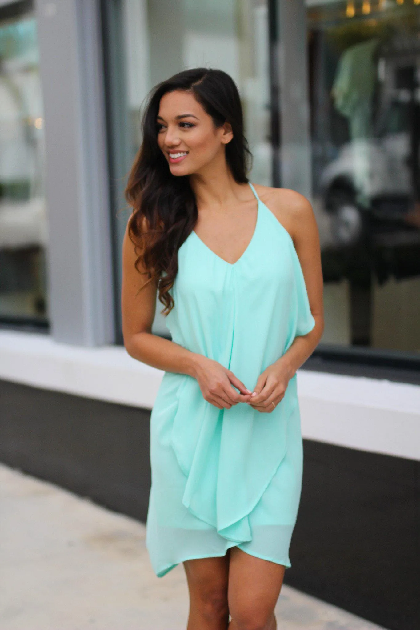 Layered Mint Short Dress