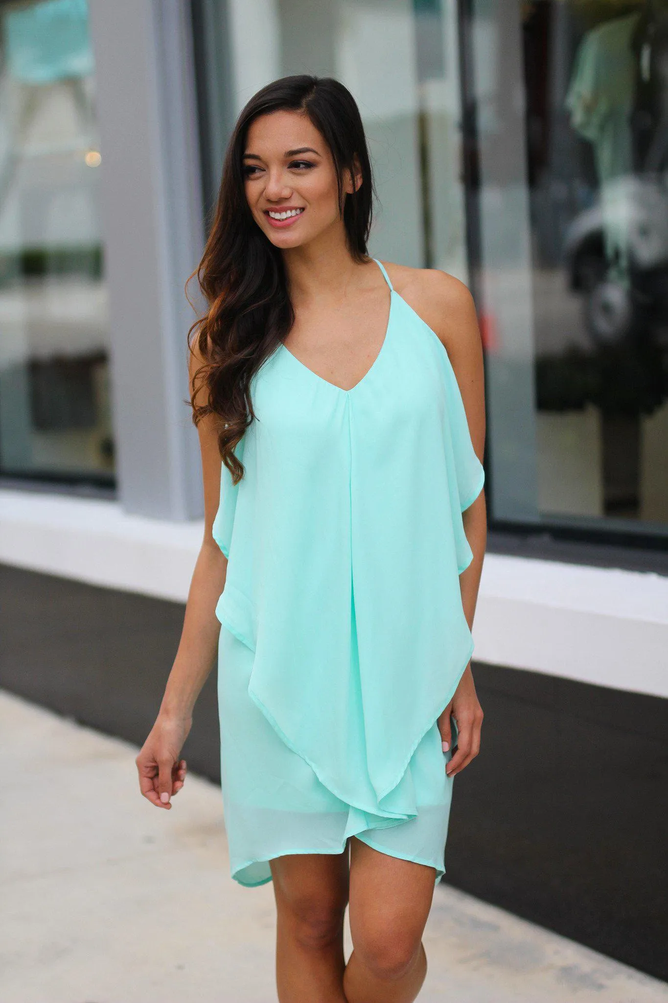 Layered Mint Short Dress