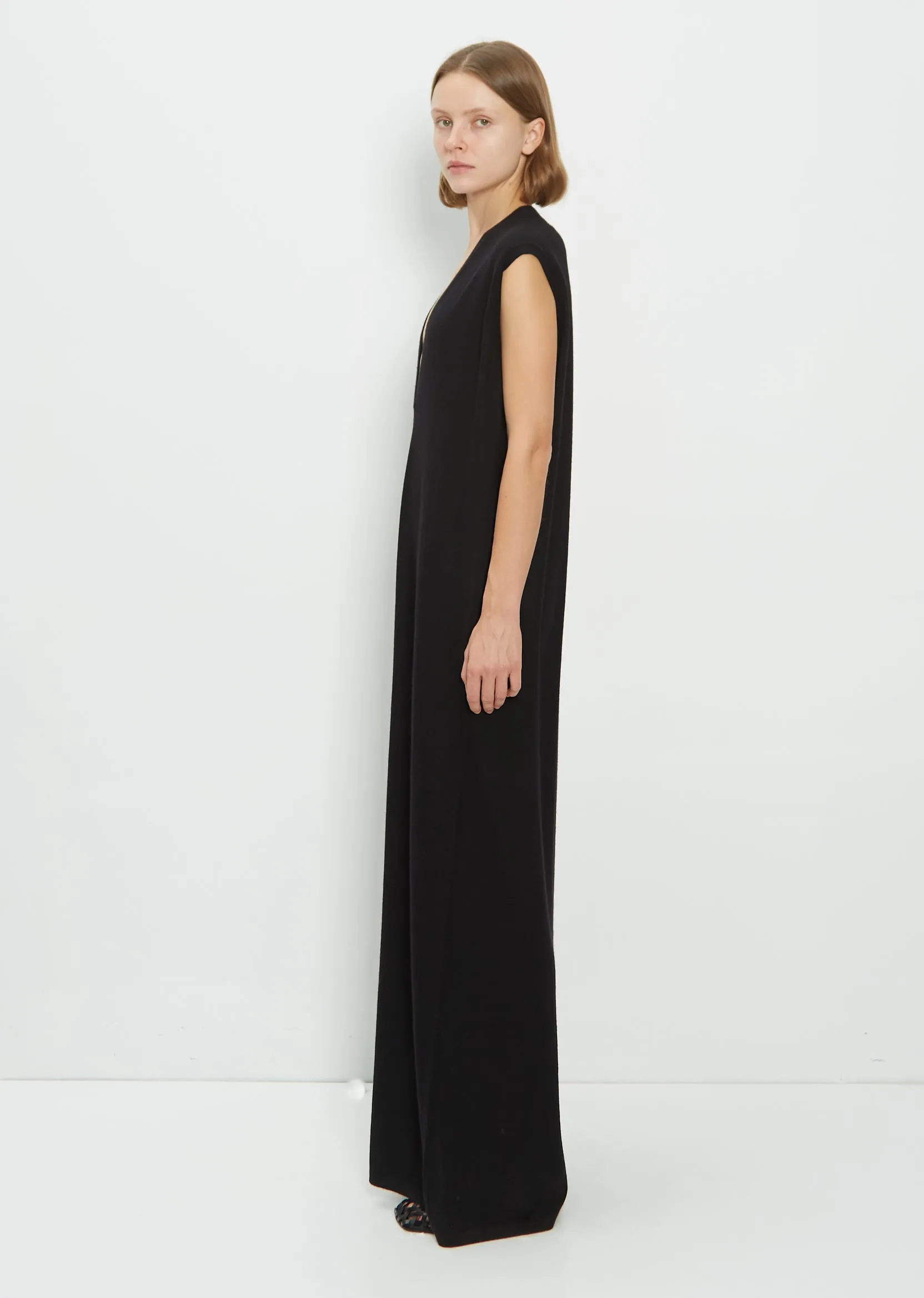 Light Cashmere Long V Dress